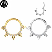 G23 Titanium Clicker Segment CZ Seamless Ring Hoop 16G Hinged Segment Nose Ear Tragus Cartilage Daith Helix Earring Jewelry