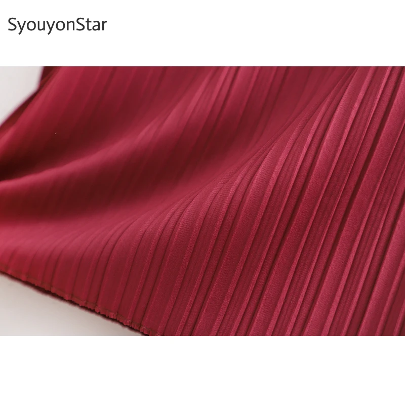 SyouyonStar осенние плиссированные юбки женские с высокой талией модные тонкие женская Юбка-миди