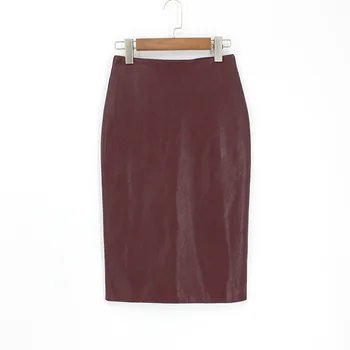 

2020 Autumn & Winter New Arrival Skirt PU Leather Solid Color Skirt Split Fork Joker Pencil Skirt PU Bag Hip Skirt Free Shipping