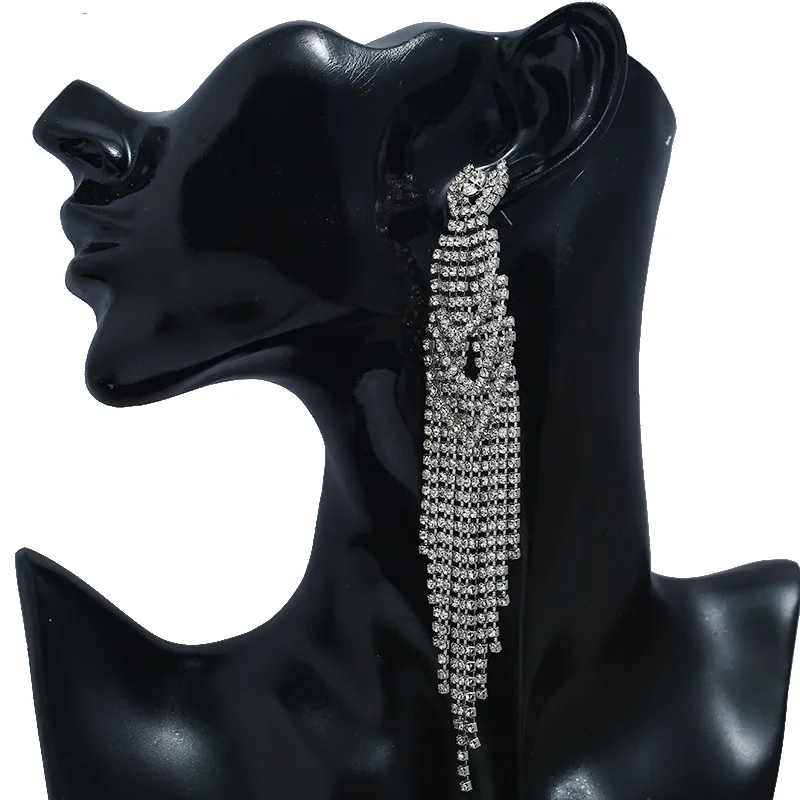 Lzhlq Винтаж Длинные висячие серьги для женщин с геометрическим покрытием из сплава Длинные серьги с кисточками модные ювелирные аксессуары - Окраска металла: Silver