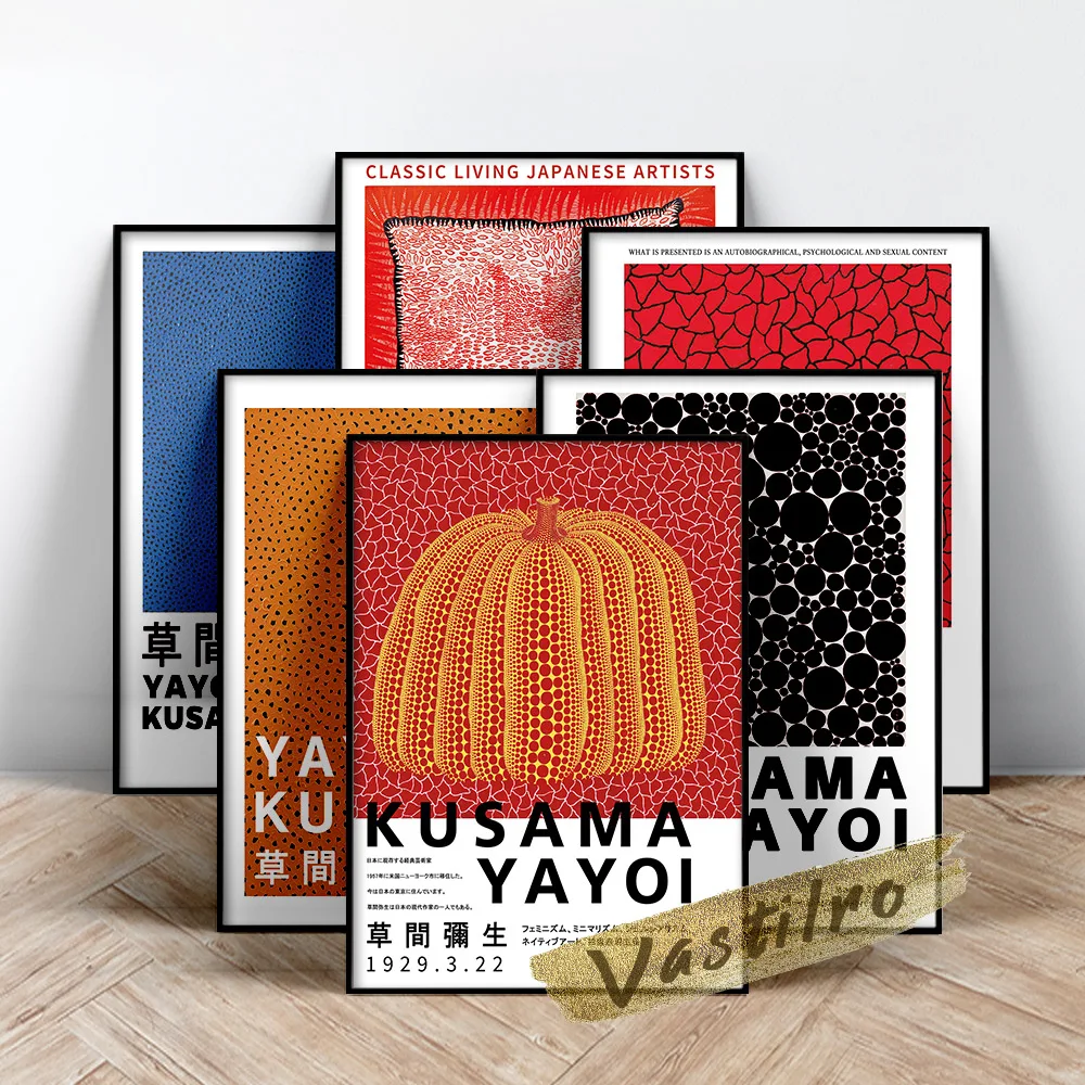 Famoso Poster Classico Yayoi Kusama, Pittura Yayoi No. F, Adesivi Murali Vintage Kusama, Stampe D'Arte A Zucca A Pois, Regalo Idea