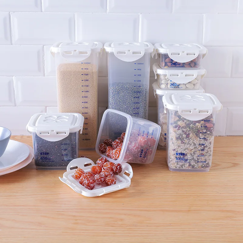 Transparent Sealed Cans Kitchen Food Storage Tank Noodle Coarse Cereals Grains Jar Containers Home Can Organizer | Дом и сад