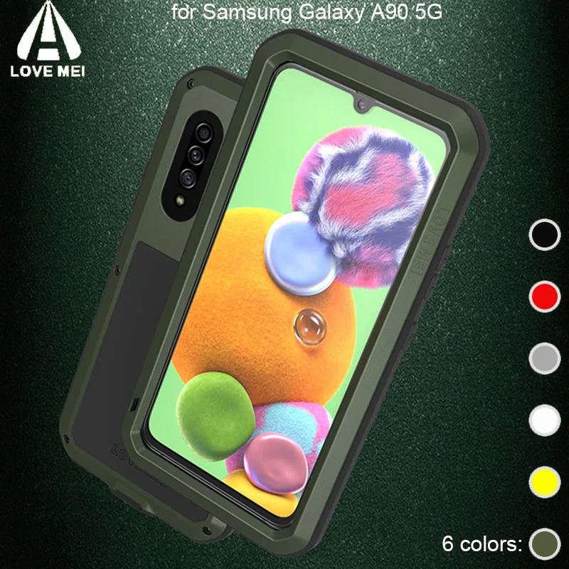 Для samsung Galaxy A90 5G LOVE MEI Броня металлический противоударный чехол из закаленного стекла алюминиевые аксессуары Водонепроницаемый чехол сумка