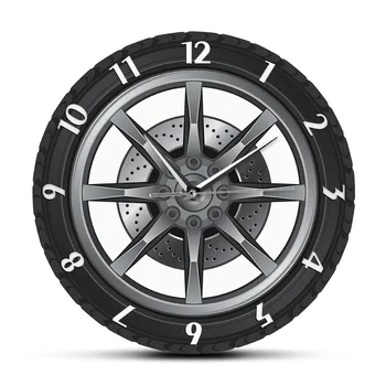 

Fashion Silent Hanging Clock Cool Living Room Car Tire-Shaped Wall Clock Hanging Clock Quartz Clock Office Bedroom eative