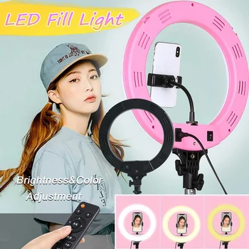 

Photography LED Selfie Ring Light Dimmable Camera Phone Ring Lamp 12inch Without Table Tripods For Makeup Video Live Studio
