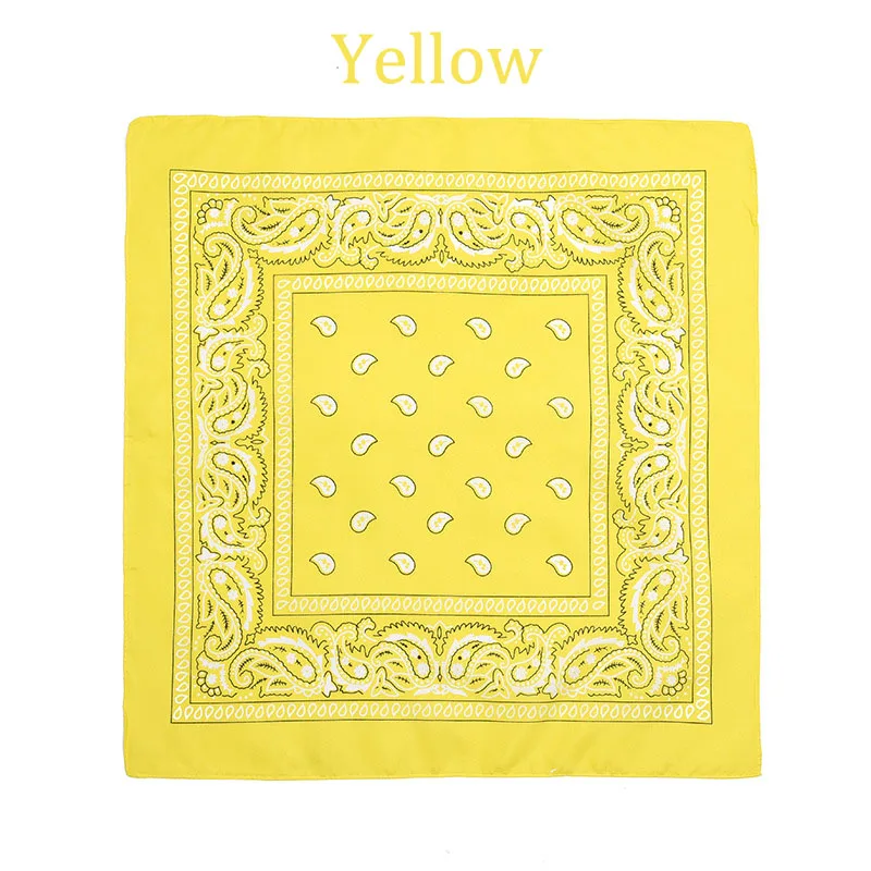 Yellow Модная бандана в стиле хип-хоп из хлопка, квадратный шарф 55 см* 55 см, черная, красная повязка на голову с принтом пейсли для женщин/мужчин/мальчиков/девочек - Цвет: Yellow