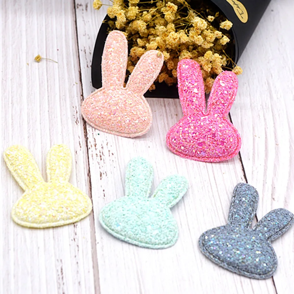 Mixed color 15 шт. Блестящий Драгоценный Камень Кролик голова аппликация патч DIY швейная одежда Детский головной убор обувь сумка Аксессуары материал - Цвет: Mixed color