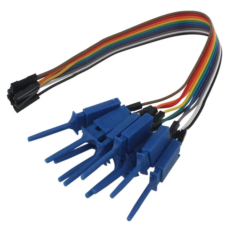 

10 pin DuPont head test hook flat test hook clip test hook logic analyzer hook blue