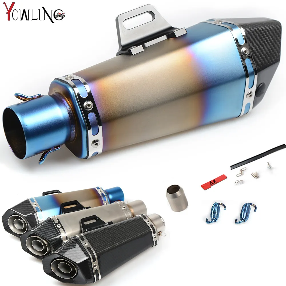 Universal Motorcycle Real carbon fiber exhaust Exhaust Muffler pipe For Yamaha FJR1300 BWs 125 FZ07 09 FZ1 FZ8 FZ6R MT09 MT07