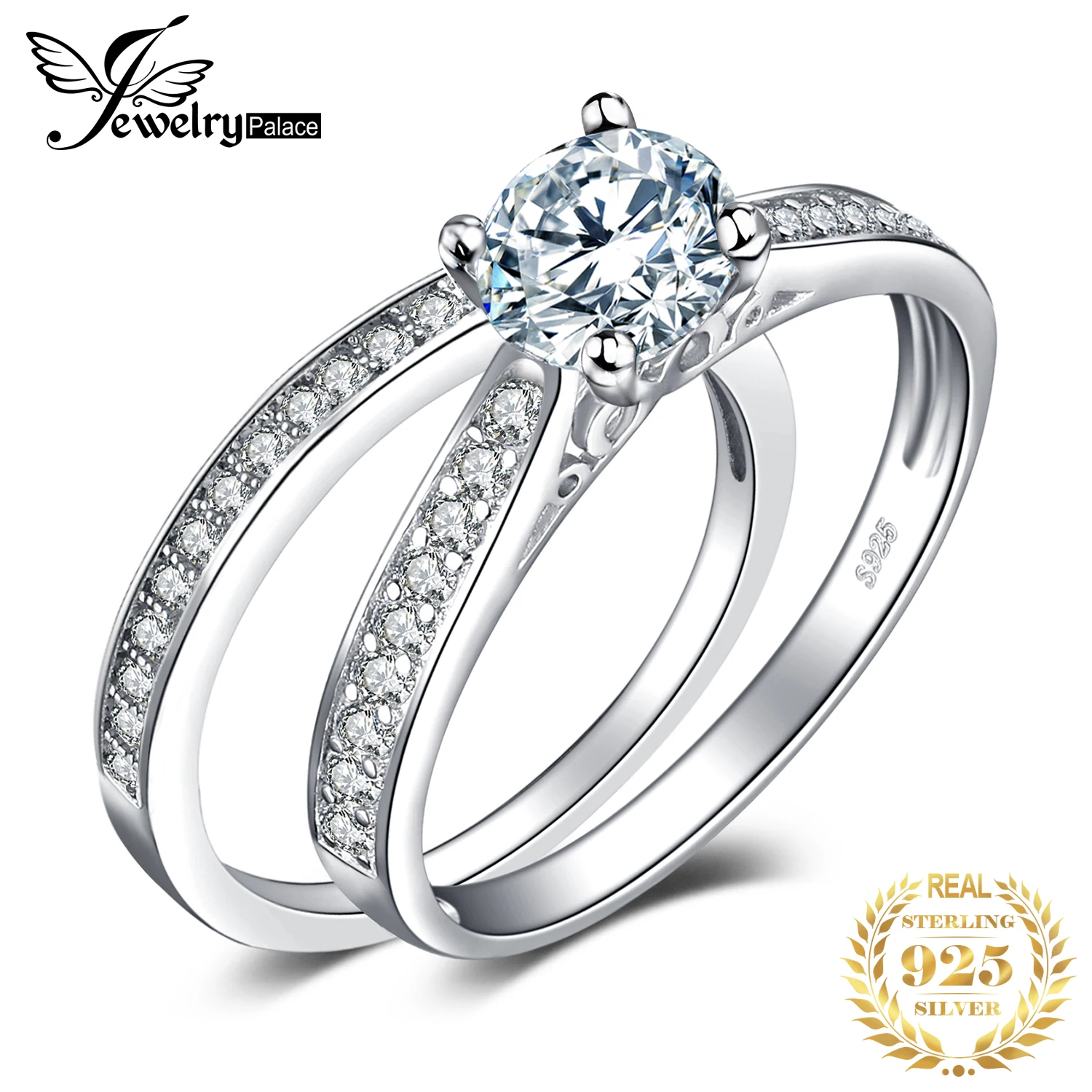 JewelryPalace 1.3ct кубического циркония Юбилей обручальное Обручение пасьянс кольцо свадебный 925 пробы Серебряные ювелирные изделия