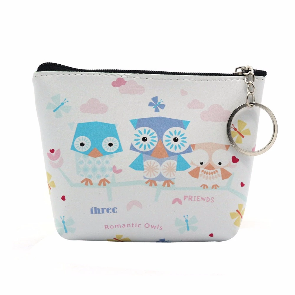 1pcs Cute Simple Retro Owl Printing Short Coin Purse Zipper Zero Wallet Child Girl Boy Women Purse Lady Bag Key Packet 818