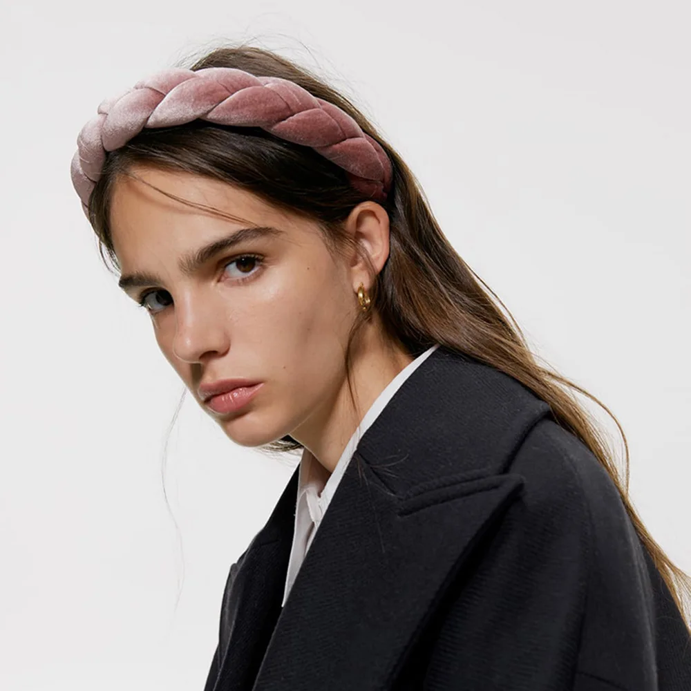 Za New Hot Winter Briaded Velvet Headbands for Women Headwear Accessories Free Dropshipping