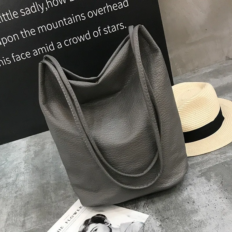 TTOU модные женские сумки через плечо из искусственной кожи Серебристые черные женские повседневные сумки-тоут дорожные сумки - Цвет: Серый