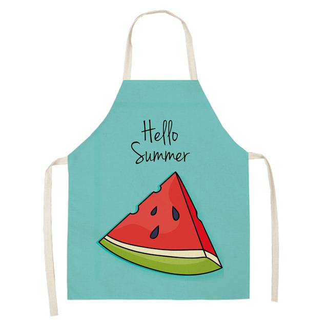 Fruit Pattern Linen Hand Wipe Sleeveless Waist Apron Home Decor Kitchen Baking Cleaning Tool Anti-stain Dining Workwear
