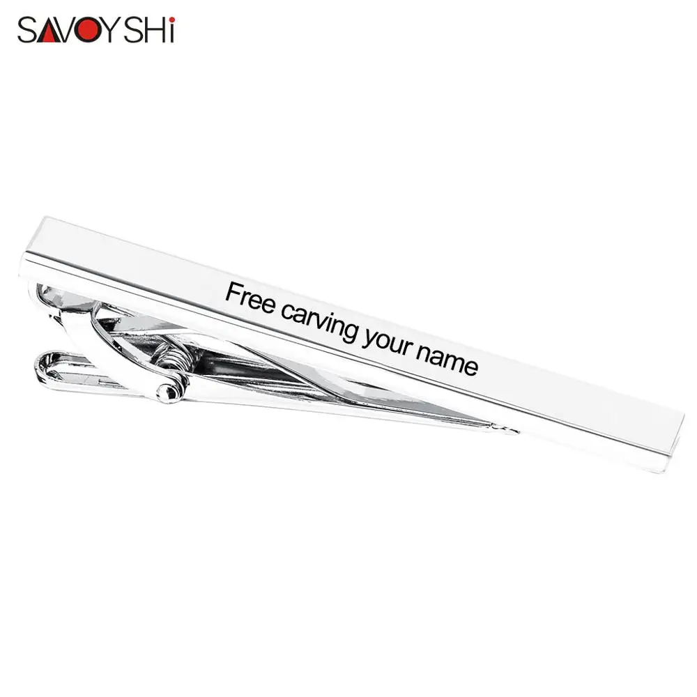 

SAVOYSHI Tie Clip Pin Clasp for Mens Tie Special Gift High Quality Blank Silver Color Tie pins Brand Jewelry Free Carving Name