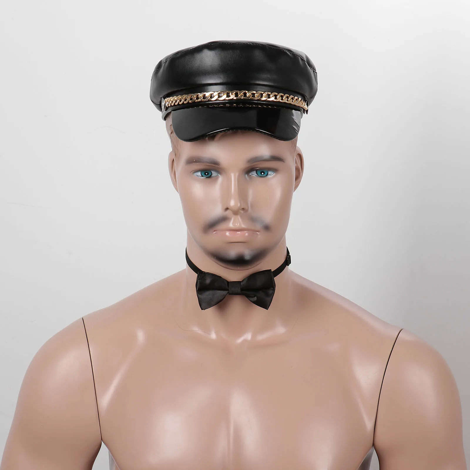 Cappello da Chauffeur in pelle PU nero Costume da camionista per auto  berretto piatto con guanti e papillon per uomo e donna abbigliamento  quotidiano vestire|Men's Skullies \u0026 Beanies| - AliExpress