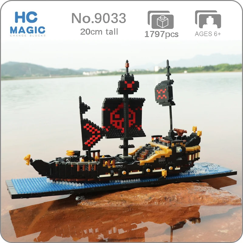 HC 9033 Аниме One Piece Black Pearl пиратский корабль лодка 3D модель строительные блоки Набор