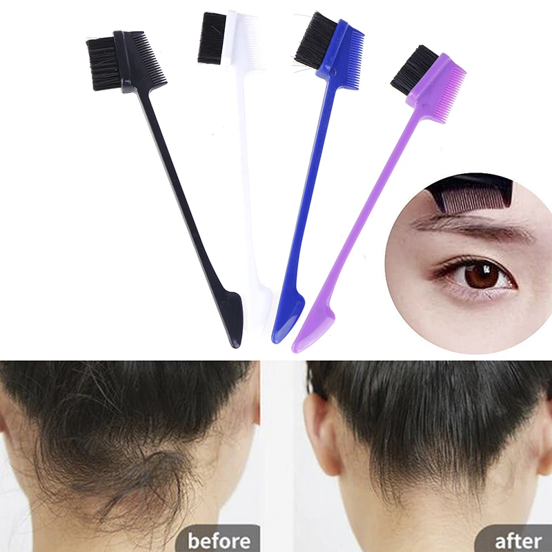 1PCS Beauty Double Sided Edge Control Eyebrow Comb Portable Eye Brow Eyelash Brushes Hair Styling Brush Comb