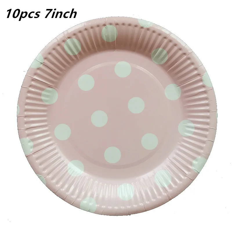 10pcs 7inch 10 шт., 7 дюймов, 8 цветов, тарелки в горошек, тарелки с рисунком в горошек, вечерние украшения для детского душа, тарелки в горошек, красные тарелки в горошек - Цвет: 10pcs 7inch