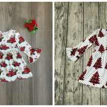 Рождественская елка Дальнобойщик для маленьких девочек осень/зима бутик детской одежды хлопок Красное платье наряды подходящие аксессуары по колено