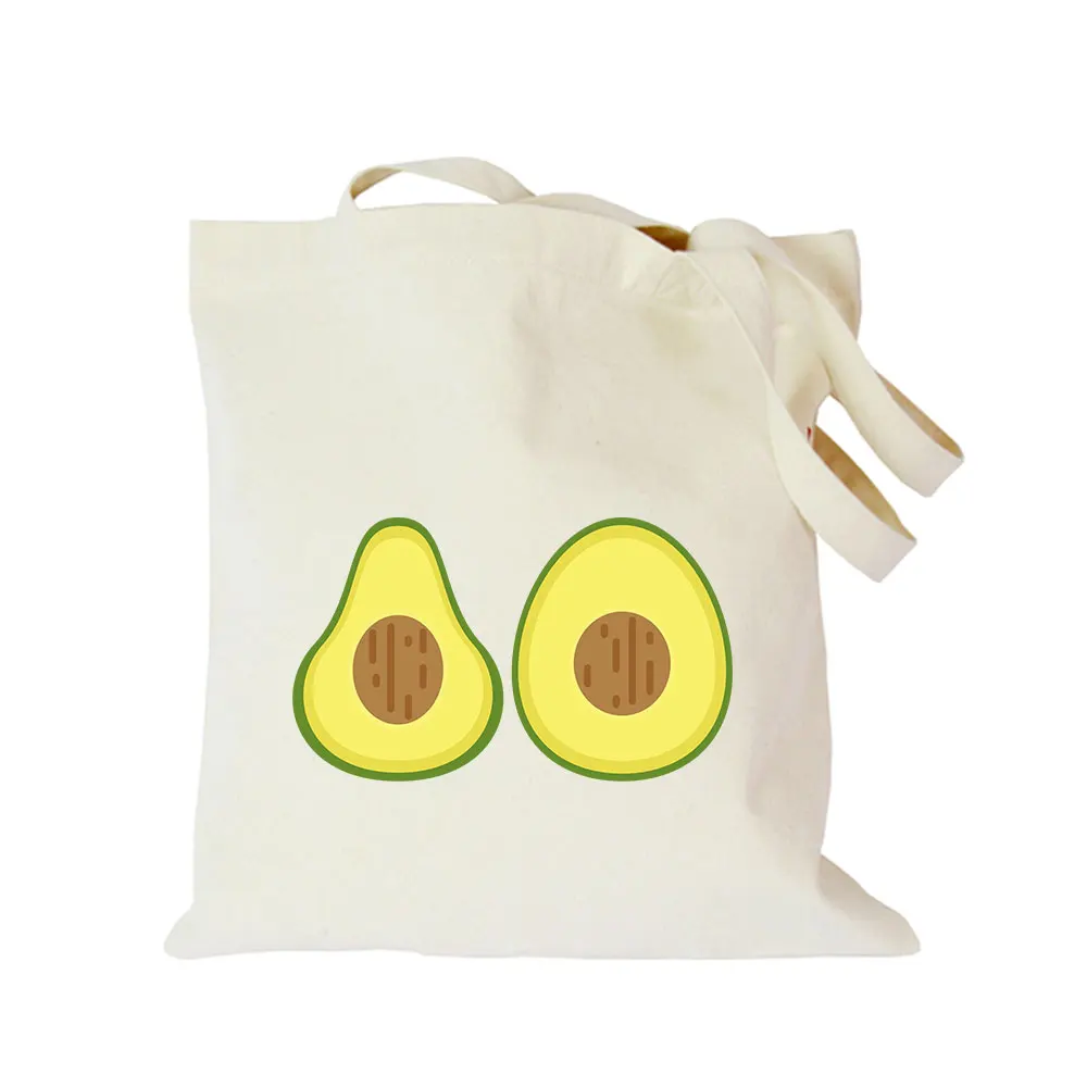Оригинальная индивидуальная экологический Холст Сумка-тоут с принтом авокадо, сумка на плечо для женщин, большая сумка для покупок, складная рекламная милая сумка - Цвет: cotton canvas bag 06