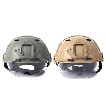 

2 Pcs Outdoor Helmet Helmet Outdoor CS Airsoft Paintball Base Jump Helmet Protector 55-59Cm (Mud Color with Green)