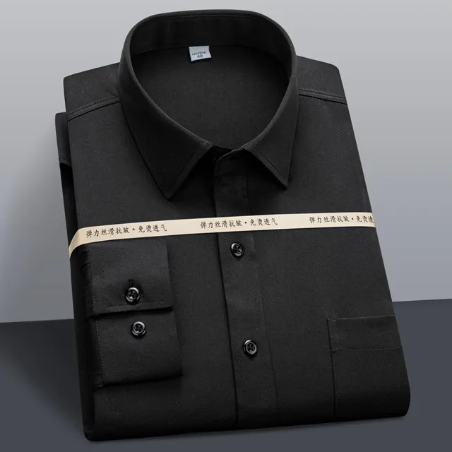 mens white short sleeve shirt New Fashion Stretch Non-iron Shirt Anti-wrinkle Classic Solid Selfcultivation Business Casual Wear Long Sleeve Shirts for Men burberry short sleeve shirt Shirts