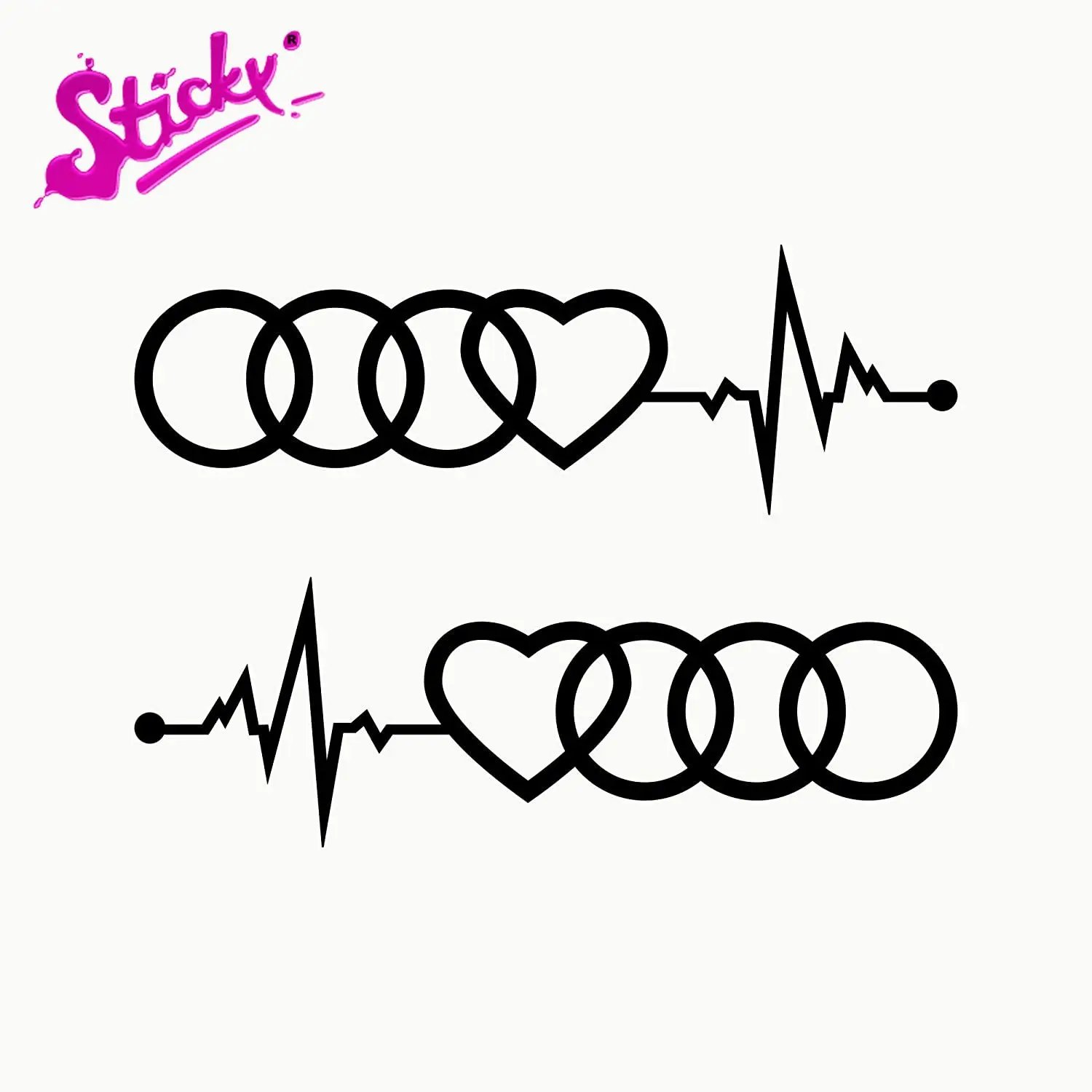 

STICKY Heart Hoops Cardio Stickers Pack 2 Units for Car Bicycle Motorcycle Accessories Laptop Helmet