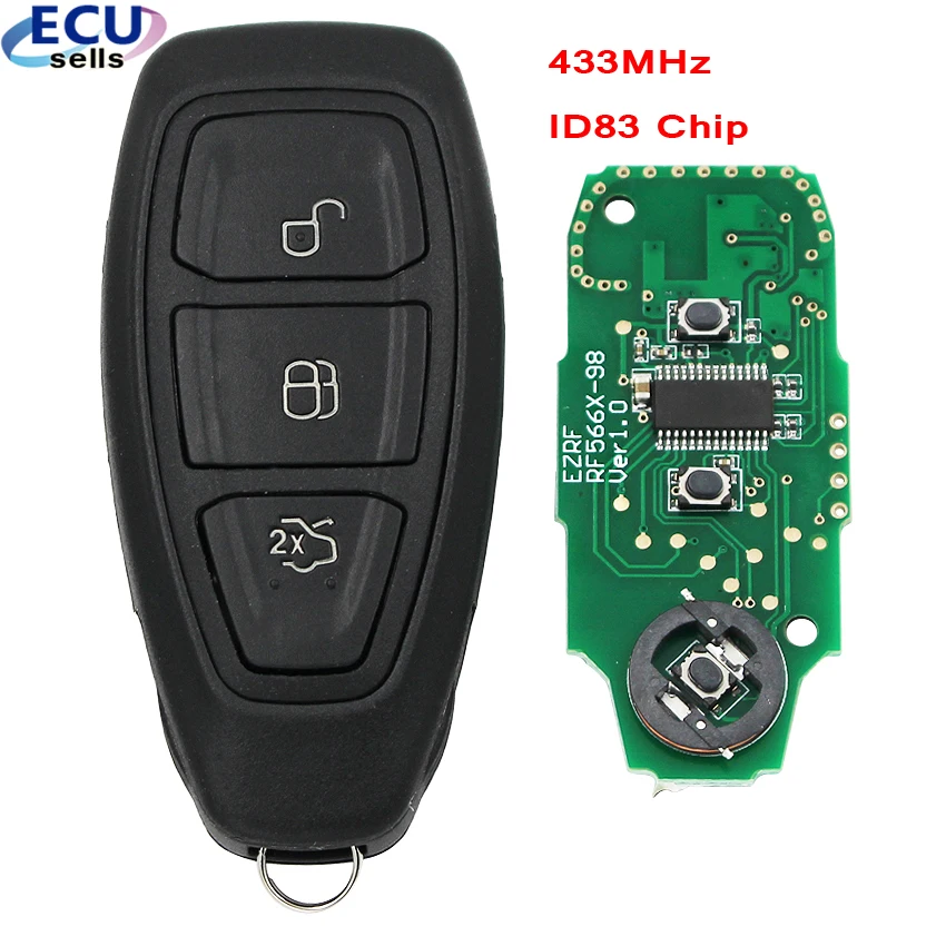 Интеллектуальный дистанционный ключ 434 МГц для Ford Focus C Max Mondeo Kuga Fiesta B с ID83 +