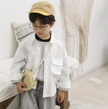 

2020 new style baby boys girls patchwork shirt spring fashion long sleeve kids boys top tees 3-8years