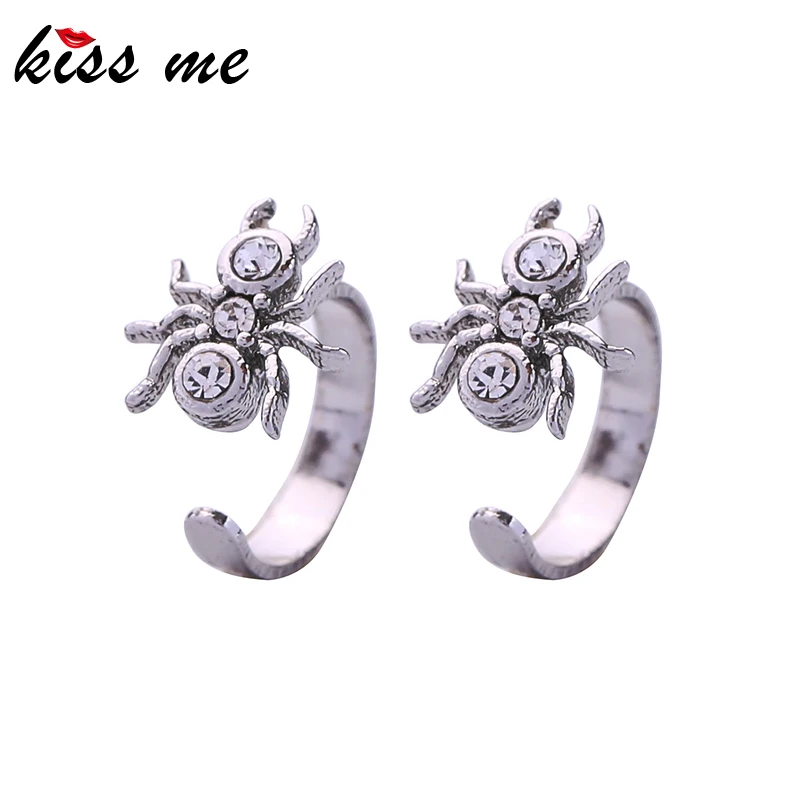 

kissme Exquisite Zircon White Gold Color Brass Spider External Auricle Bone Clip Earrings For Women Gifts New Fashion Jewelry