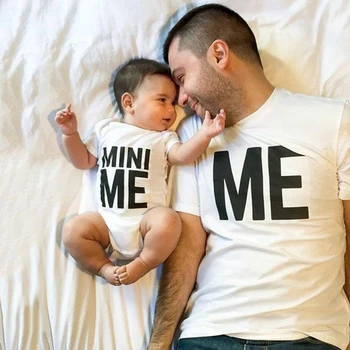 

1pcs ME&MINI ME Daddy T Shirt and Baby Cotton Romper Family Matching Outfit Dad Kids Baby Funny Short Sleeve T-shirt Outfit