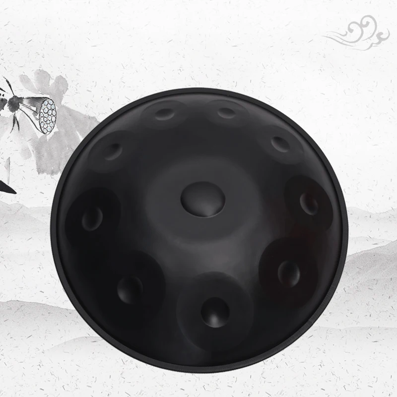 Black(10 Sound) 9/10 звук ручной барабан Handpan профессиональный класс беззаботный воздушный духовой барабан инструмент золото/черный стальной язык барабан с поддержкой - Цвет: Black(10 Sound)