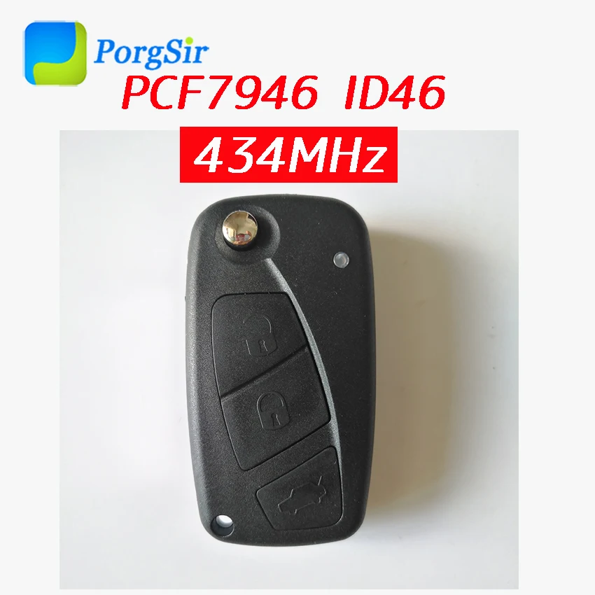 3 кнопки 434 МГц Filp пульт дистанционного управления для Fiat с PCF7946 Hitag ID46