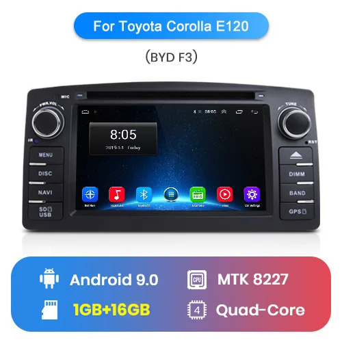 1GB - 16GB Junsun 4G+ 64G DSP Android 9,0 2Din для Toyota Corolla E120/BYD F3 Автомобильный мультимедийный видео плеер Радио Стерео gps навигация - Цвет: 1GB - 16GB
