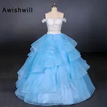 Новое Кружевное бальное платье из органзы голубого цвета, платье для выпускного вечера из двух частей, вечернее платье с открытыми плечами, Vestidos Longos de Festa