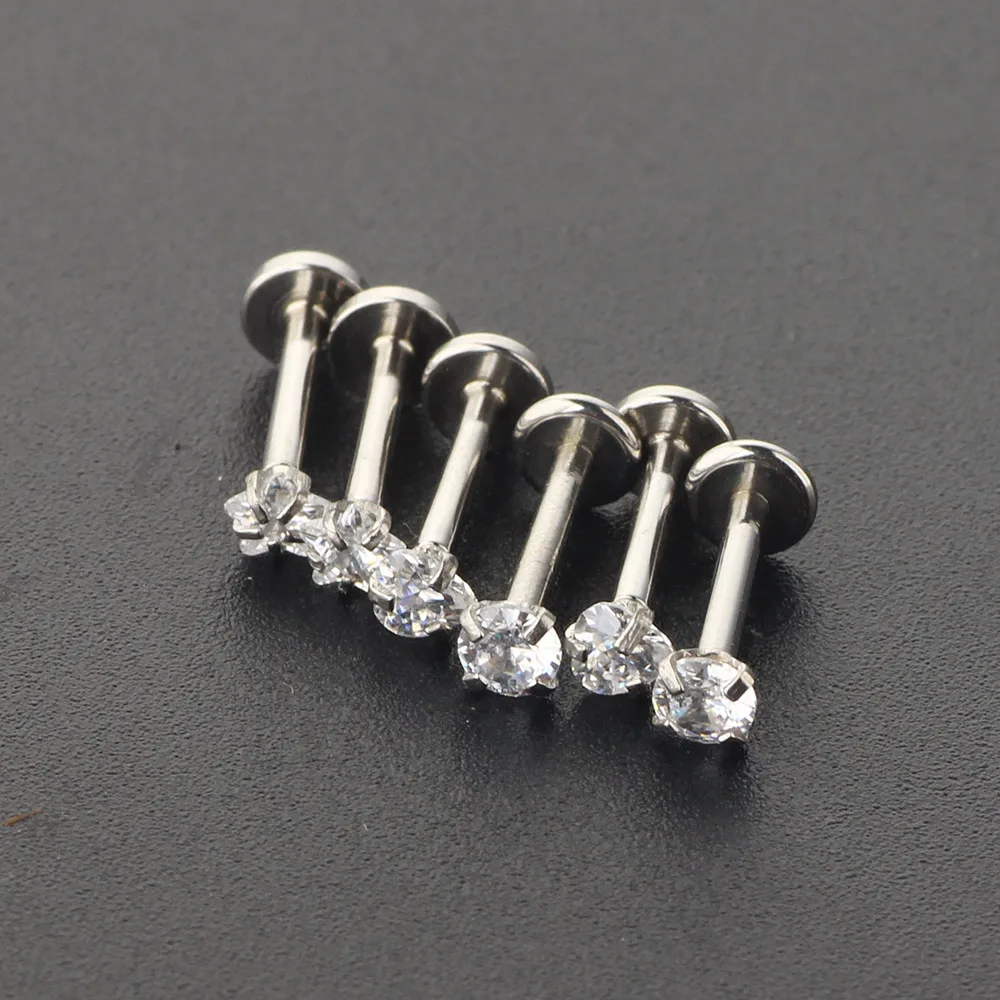 120PCS Steel Gem Cluster Ear Tragus Helix Cartilage Piercing Earring Stud Labret Bar Lip Rings Piercing Sexy Women Jewelry 16G