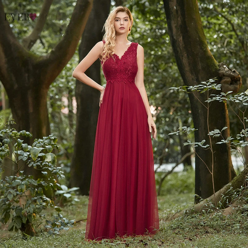 

Burgundy Evening Dresses Women Party Night Ever Pretty A Line Appliques Elegant Formal Gown For Ladies EP00452BD