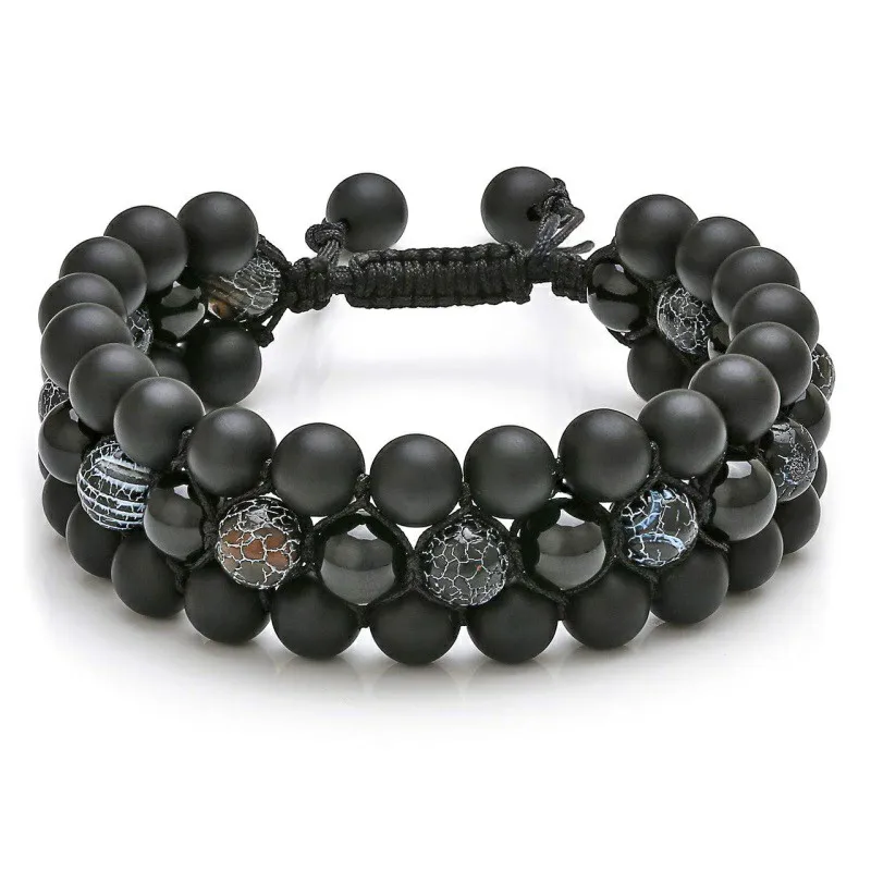UroClysmic Tigerauge Armband Für Männer - Schutzstein Mit Schwarzem Onyx (8MM, Verstellbar 17-28cm)