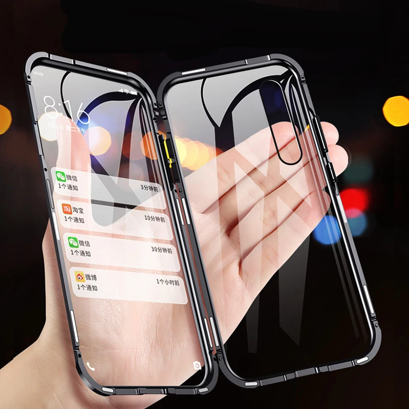 Magnetic Metal Case For Samsung Galaxy Note 10 Pro 8 9 S10 S9 S8 Plus A7 A8 A9 2018 A10 A20 A30 A50 A70 M10 20 30 40 Glass Cover | Мобильные