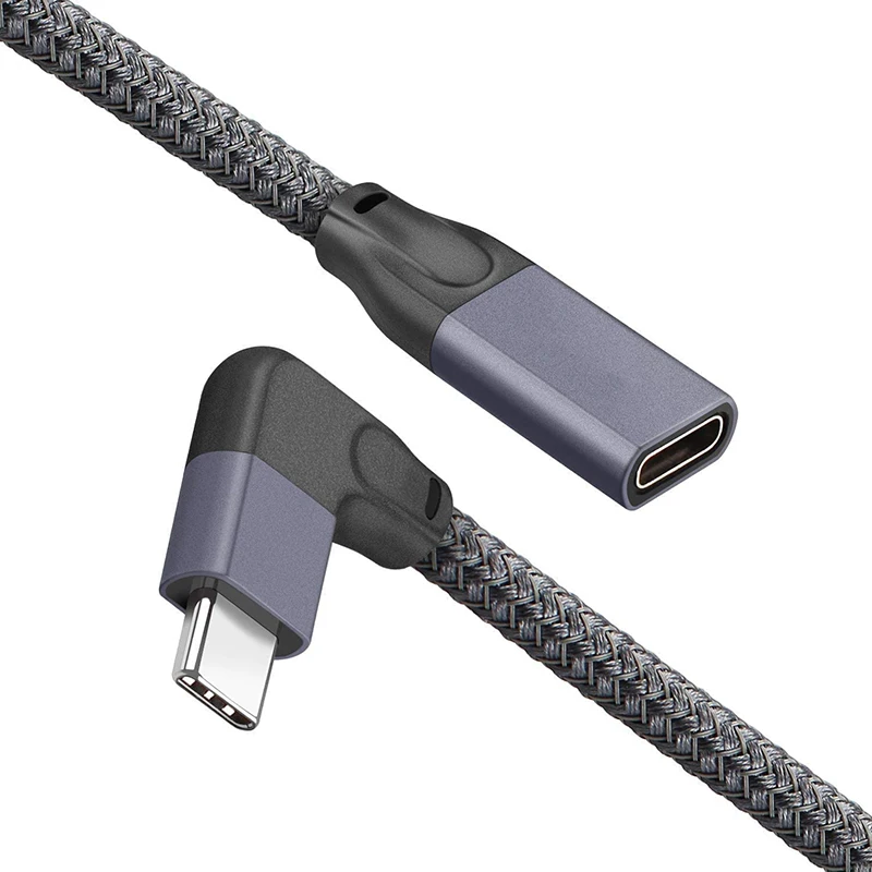 Right Angle Usb C Extension Cable Short, Braied &aluminum 3.1 Male To Female Extension,gen 2 10gbps - Power & Extension Cords - AliExpress