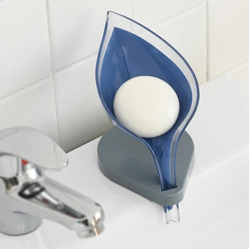 

Leaf Shape Bathroom Decor Cabinet Storage Holder Home Kitchen Universal With Sucker Anti Slip Cute ABS Soap Dish No Drilling