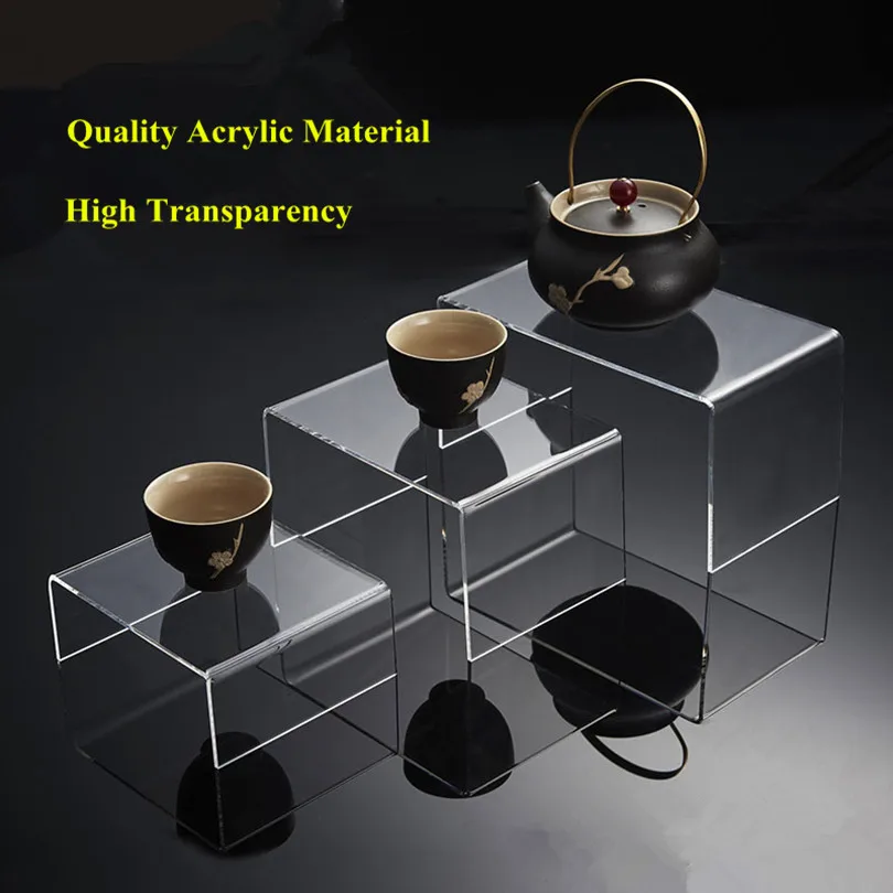 

3 Pieces U Shape Table Clear Acrylic Display Risers Showcase Jewelry Display Stand Shelf Showcase Fixtures