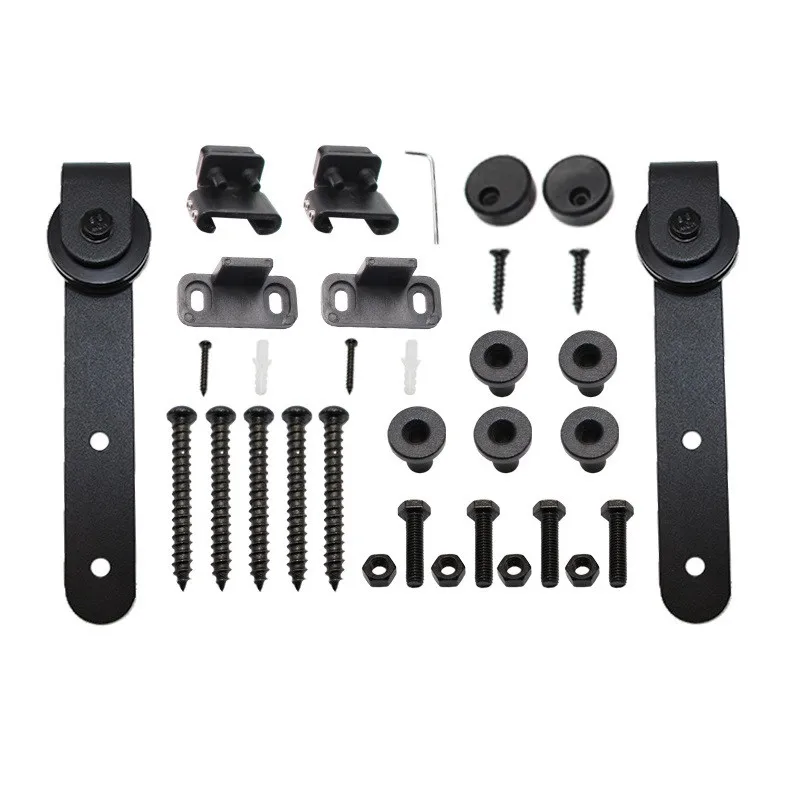 Mini Sliding Barn Door Hardware Cabinet Kit Top Mounted Hanging Hanger Track Steel Rail Set Smooth Silent Cabinet Hardware