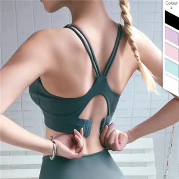 

OVESPORT 2019 Shockproof Gathered Bra Adjustable Fitness Workout Push Up Vest Quick Drying Breathable Full Cup Fitness Bra