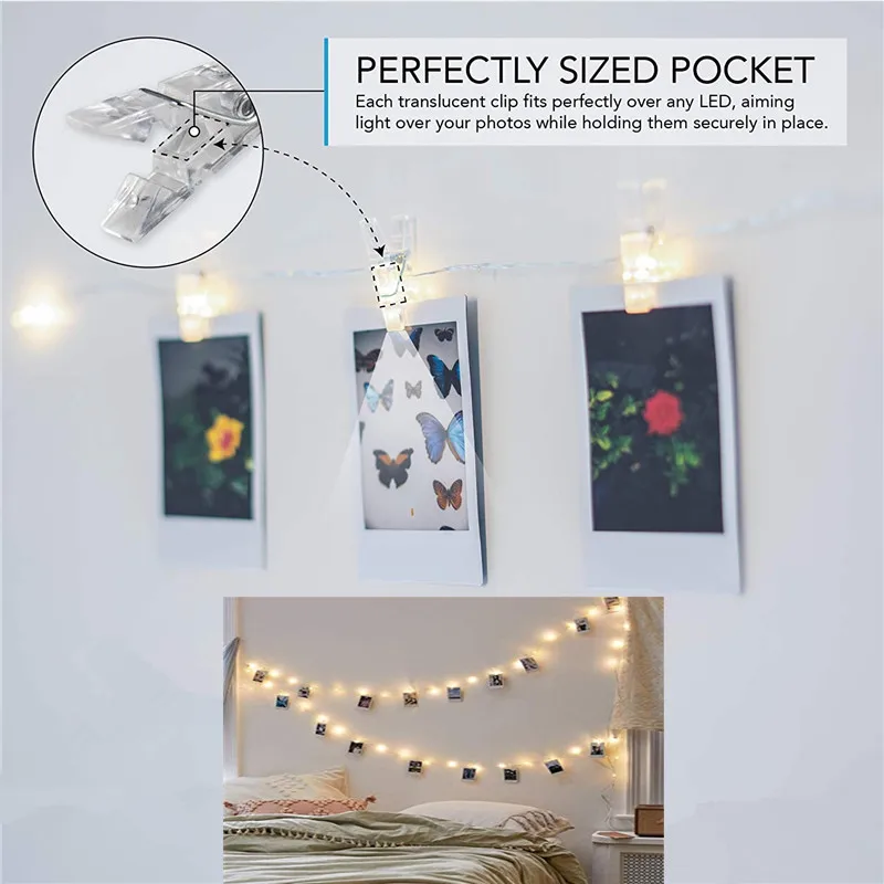 LED String Lights 2M/5M/10M Photo Clip Fairy Lights Outdoor Battery Operated Garland Christmas Decoration Party Wedding Xmas