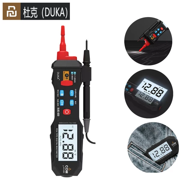 Youpin duka lcd digital multímetro caneta esr medidor testadores automotivo som luz alarme detecção tester medidor de alta precisão