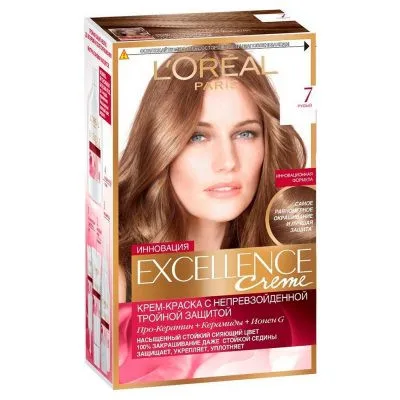 Крем-краска стойкая для волос L'Oreal Paris «Excellence», светло-русый пепелельный, тон 7