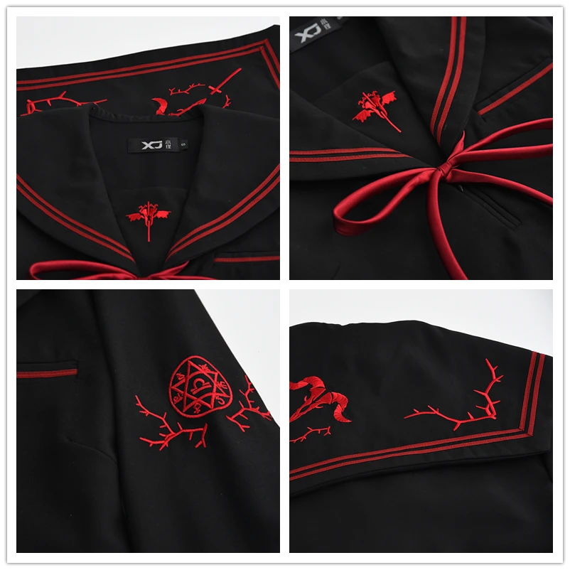 UPHYD Dark Demon School Uniforms For Girls Anime Cosplay Costumes JK Sailor Uniforms S-XL Top And Pleated Skirt