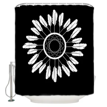 

Waterproof Polyester Fabric Shower Curtain Indian Pattern Shower Curtain